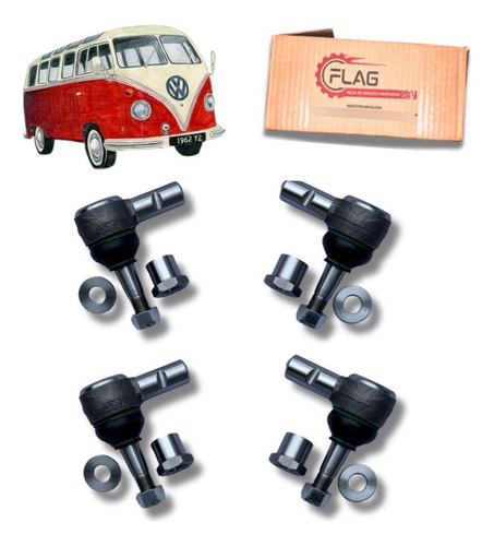 Kit 4 Pivôs Kombi Suspenção Completa C/ Regulagem Cambagem