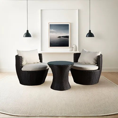 Juego De Muebles Rattan Sintetico 3 Unidades