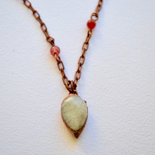 Imagen 8 de 8 de Collar Piedra De La Luna, Agatas Y Cadena De Cobre, Cod1