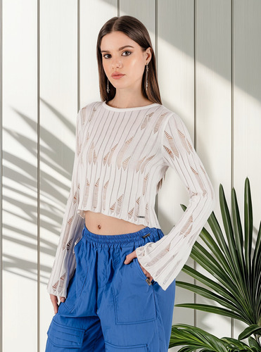 Chompa Crop Tejida Luz