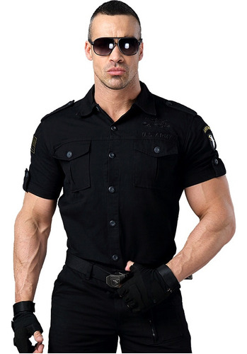 Camisa Militar De Manga Corta Para Hombre, Blusa De Piloto P