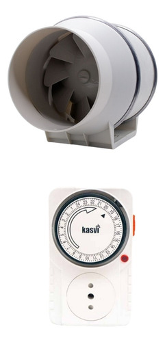 Kit Indoor Timer Analogo + Extractor Beterp 125mm