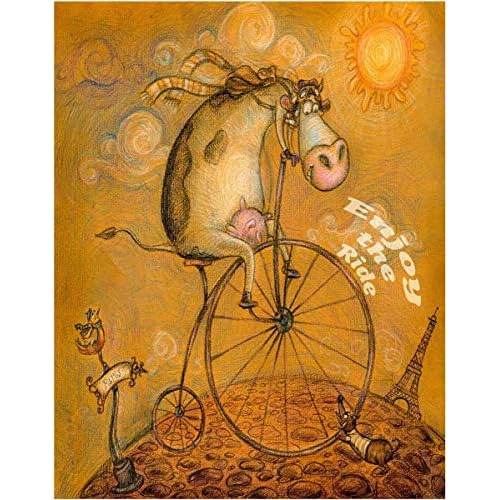 Impresión Artística Vaca Bicicleta  Disfruta Paseo  P...