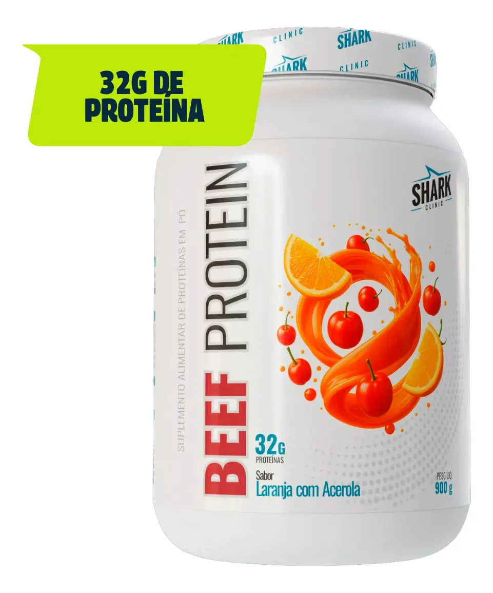 Proteína bovina isolada Shark Pro Whey Beef Zero Lac 900G em pó sabor Laranja com acerola x 900g