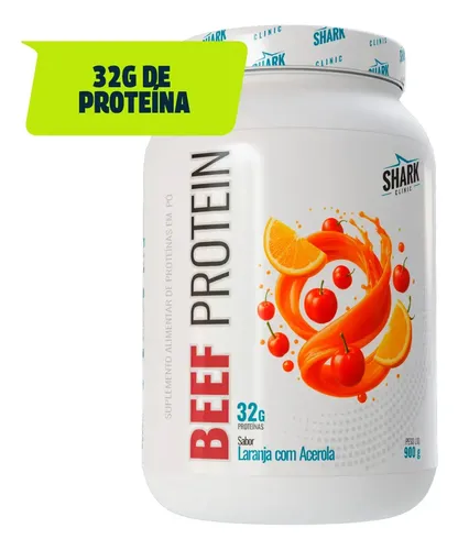 Proteína bovina isolada Shark Pro Whey Beef Zero Lac 900G em pó sabor Laranja com acerola