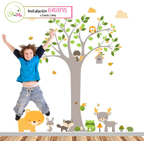 Vinilos Decorativos Infantiles Arbol Unisex Animales Bebe