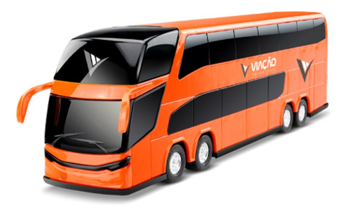 Onibus De Brinquedo Viação Petrolium Estiloso Roma Miniatura Cor Laranja