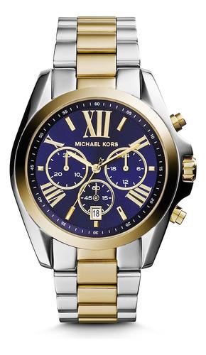 Reloj Para Hombre Michael Kors Mk5976 En Acero Inoxidable Color de la correa Plateado Color del bisel Dorado Color del fondo Azul