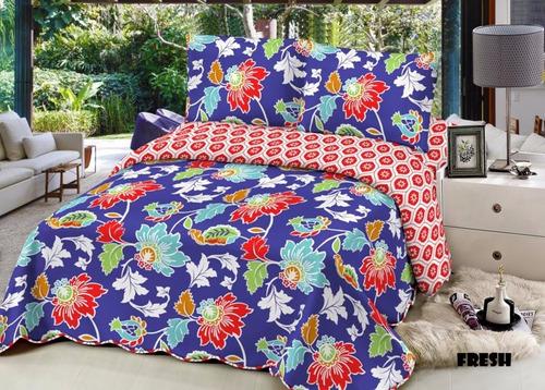 Cubrecama Colcha Quilt 1  1/2 Plaza Estampado Blanco Salo Bh