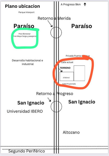Terreno En Venta De 37,350 M2, Con 85 M Lineales Frente A Carretera Mérida Progreso, Yucatán