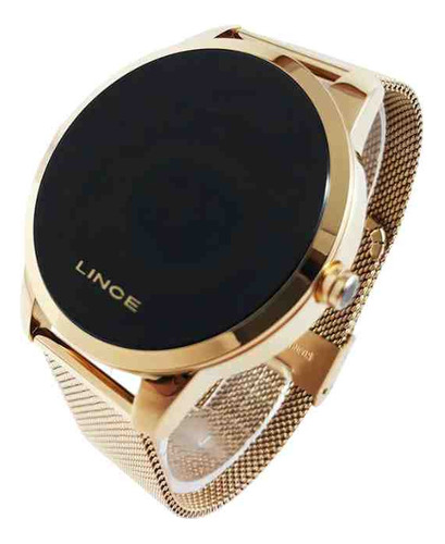 Relógio Masculino Lince Digital Mdg4586l Aço Dourado 4,6cm