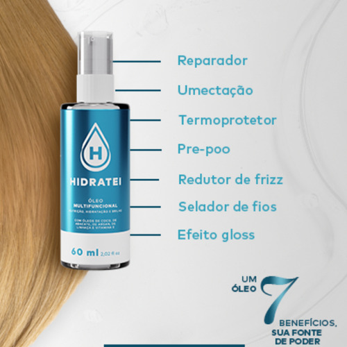 Óleo Hidratei Nutrição Capilar Termoprotetor Multifuncional