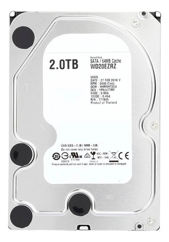 Disco Duro Western Digital 2tb Sata Iii 5400 Rpm Pc Color Color Plateado