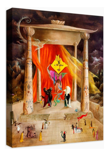 Cuadro Decorativo Canvas Coleccion Leonora Carrington 60x45 Color El Templo De La Palabra Armazón Natural