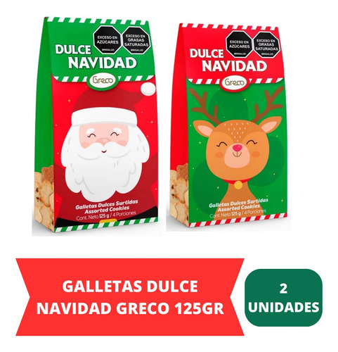 Galletas Dulce Navidad Greco 125 Gr X2 - Kg a $8500