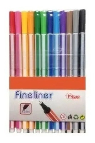 12 Caneta Colorida Ponta Fina 0.4 Cores - Marker