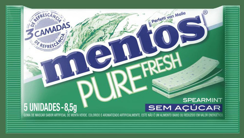 Mentos Pure Fresh 3 Spearmint 8,5g Com 15 Unidades