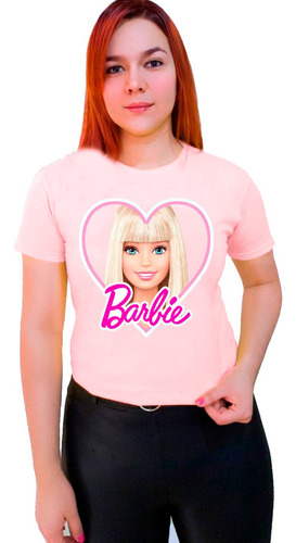 Polera Barbie Corazon Logo Tendencia Rosa Todas Las Tallas