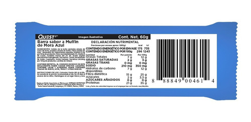 Barra De Proteína Com Sabor De Muffin De Mirtilo Quest Muffin De Mora Azul