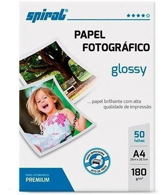 Papel Fotográfico A4 180g Glossy Paper G180-50 Spiral 50 Fls