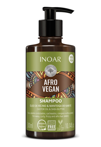 Shampoo Para Cabello Rizado Inoar Afrovegan 300 Ml