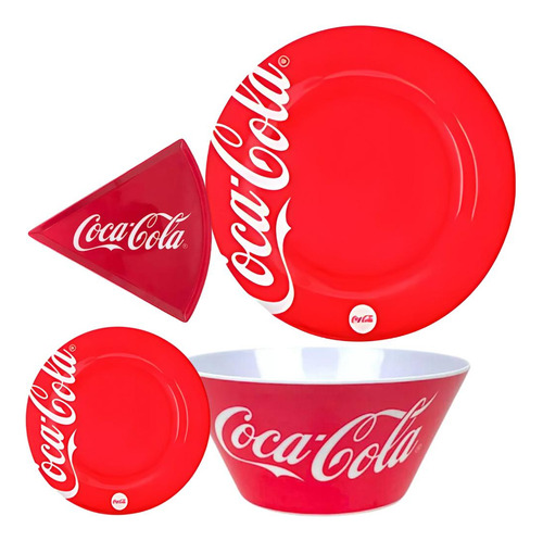 Kit Casal Completo Coca Cola Pratos E Bowl Personalizado Cor Variado