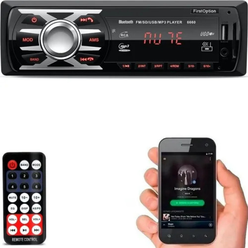Kit 01 Par Alto Falante 6x9 + 01 Par Triaxial 5 + Radio Som Cor Vermelho/ Preto