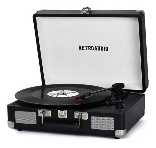 Tocadiscos De Vinilo Portátil Con Bluetooth Y 3 Velocidades,