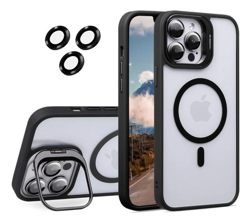 Funda Magnética Stand Para Iphone + Protector De Cámara Iphone 16 Lila