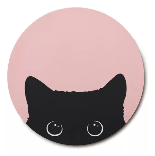 Mousepad Gatinhos fofos gatos cinza fundo preto com apoio