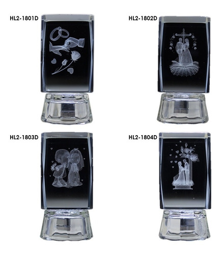 Imagen 3 de 10 de 18pz Recuerdo Personalizado Cristal 3d Luz Boda Bautizo Etc