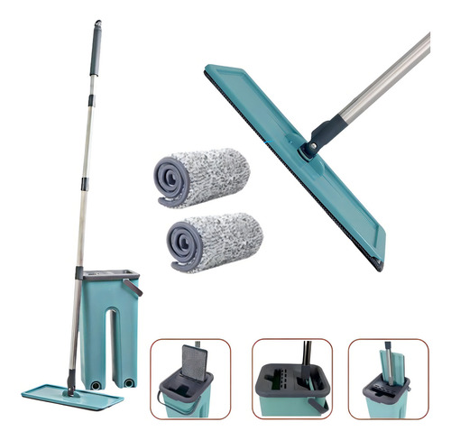 Rodo Flat Mop E Balde Profissional Com Refil - 2l Verde