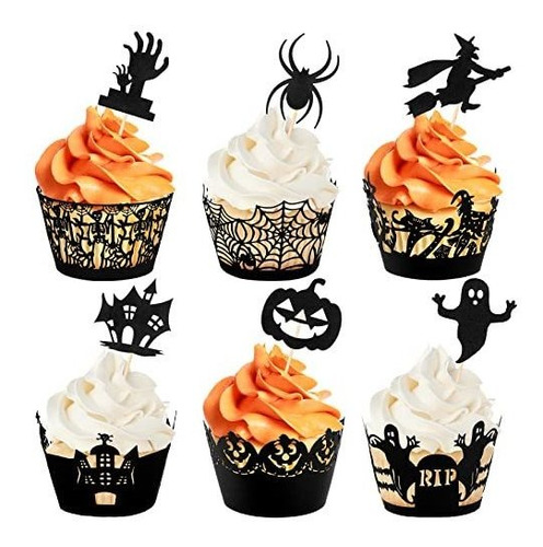 Paquete De 60 Piezas Envoltorios Para Cupcakes De Halloween