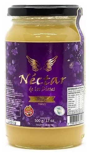 Miel Nectar De Los Dioses Frasco De Vidrio 500g Sin Tacc Dw