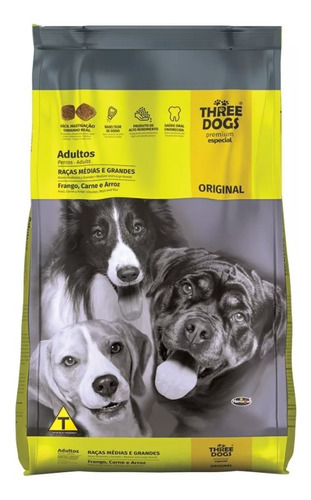 Alimento Three Dogs Premium Adultos 20+2kg+ Snacks