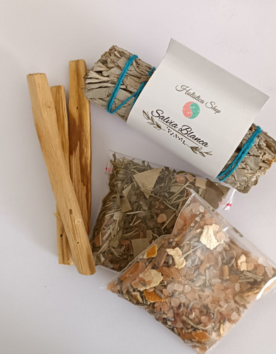 Kit Limpieza Energética, Salvia Palo Santo Y Baño De Sal