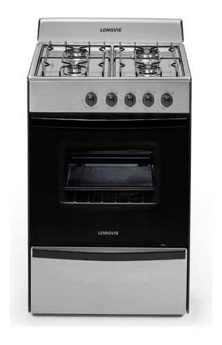 Imagen 2 de 11 de Cocina A Gas Longvie 12231x 56cm Inox Cajón Parrilla