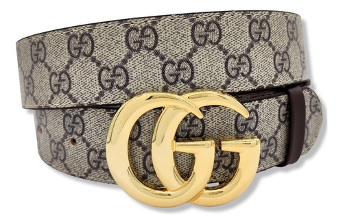 Cinturon Gg Moda Unisex Marmont Cafe Diseño De La Tela Hebilla Gg Oro Talla S