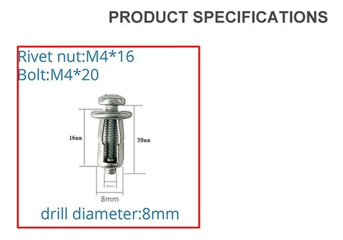 Y Tuerca De Pétalo De Tornillo Expansión Pared Suave 4x20mm