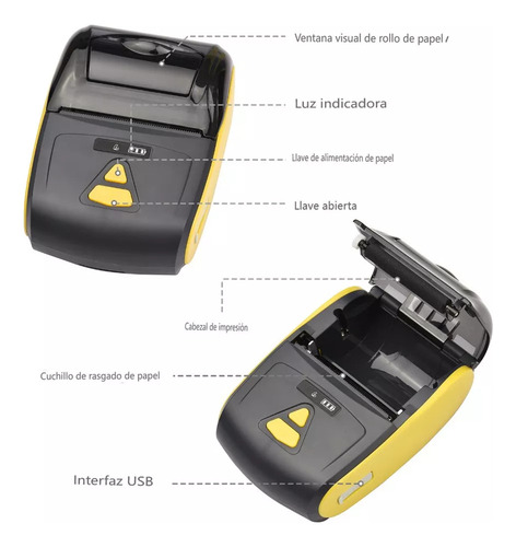 Impresora Térmica Portátil Bisoficemini, Receptor Inalámbric