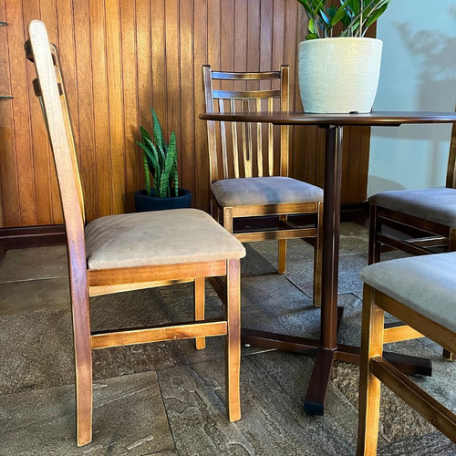 Cadeira Sala De Jantar Em Madeira Maciça Com Estofado Estrutura Da Cadeira Marrom Assento Chocolate