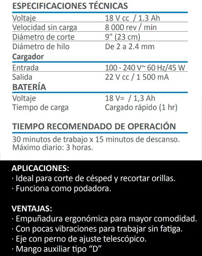 Imagen 2 de 5 de Desbrozadora Electrica Inalámbrica Semipro 18 V + Garantia