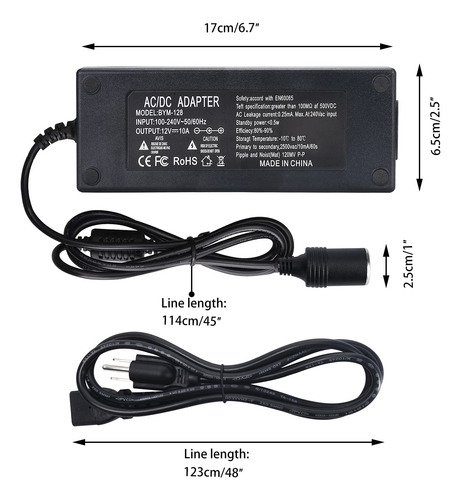 Convertidor Ac A Adaptador De Corriente Para Coche De 12 V,