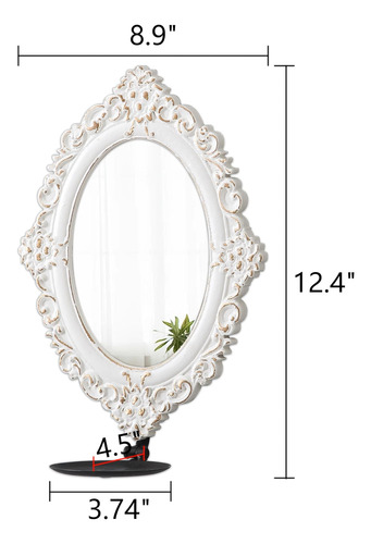 Vela De Pared Sofe Ovalada Con Espejo, Spl, Blanca Envejecid