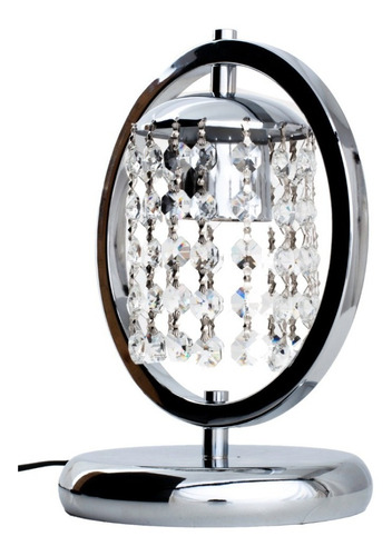 Lampara Velador Mini Emma Cromo - Cristal Apto Led