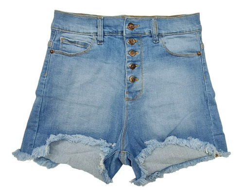 Short De Jean Desflecado Con Botones