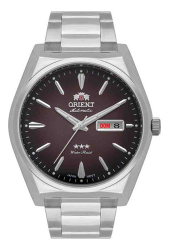 Relógio Orient Automático Masculino Prateado F49ss013 N1sx Cor do fundo Marrom