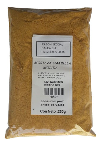 Mostaza Amarilla Molida 250g Lleve 3 Pague Solo 2