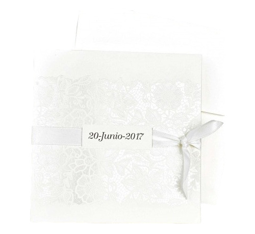 Tarjetas Invitación Floral Blanco Cintas Colores A Eleccion