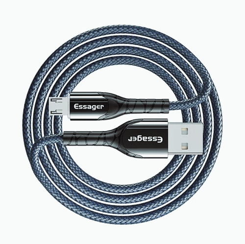 Imagen 1 de 4 de Cable Cargador Micro Usb / Led 3 A / 2 Metro / Essager / Azu